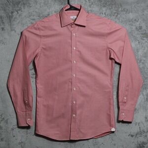 Emanuel Berg Shirt Mens Medium Red Check Button-Up Slim Fit Italy Made - FLAW